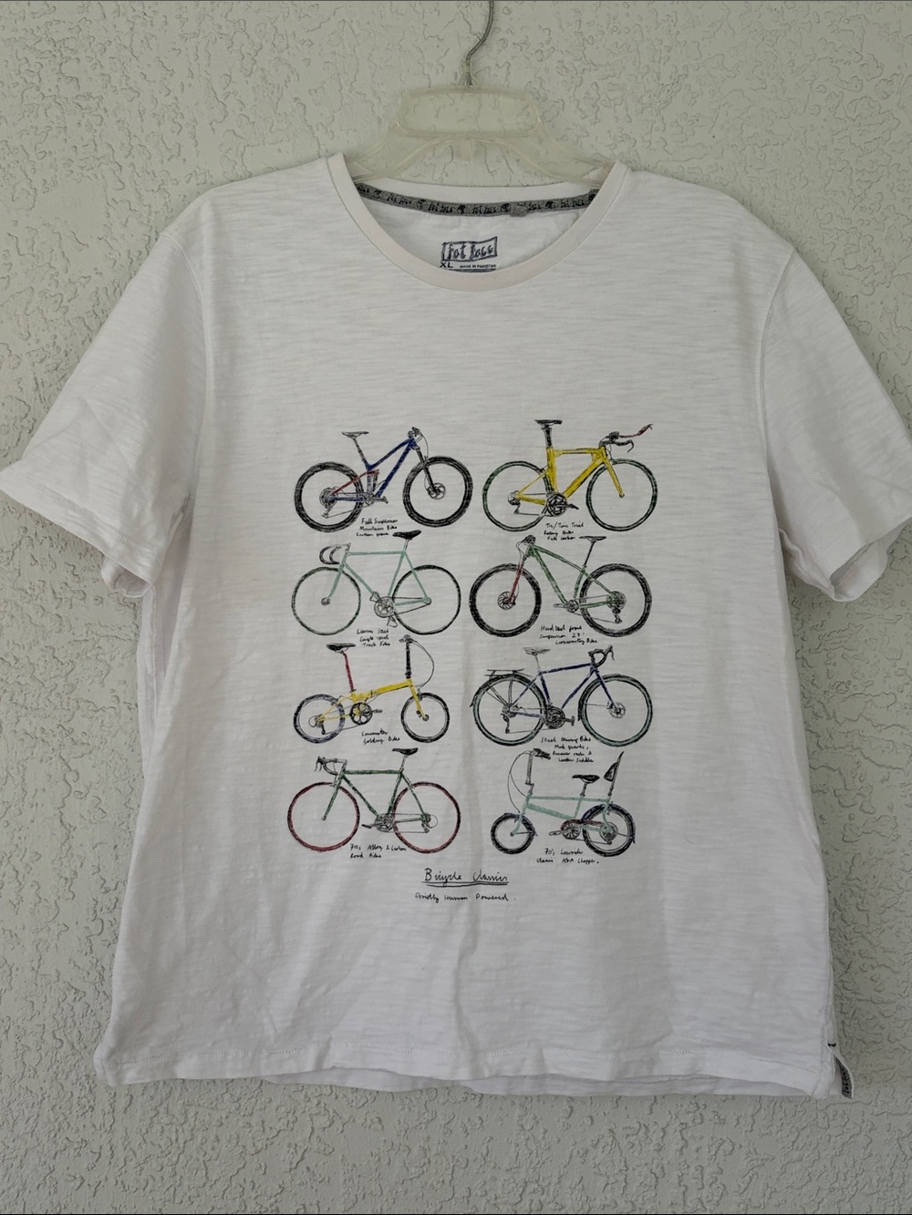 Fat Face White Tee with bikes  Logo Print size XL